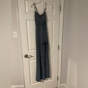 Blue silver prom dress